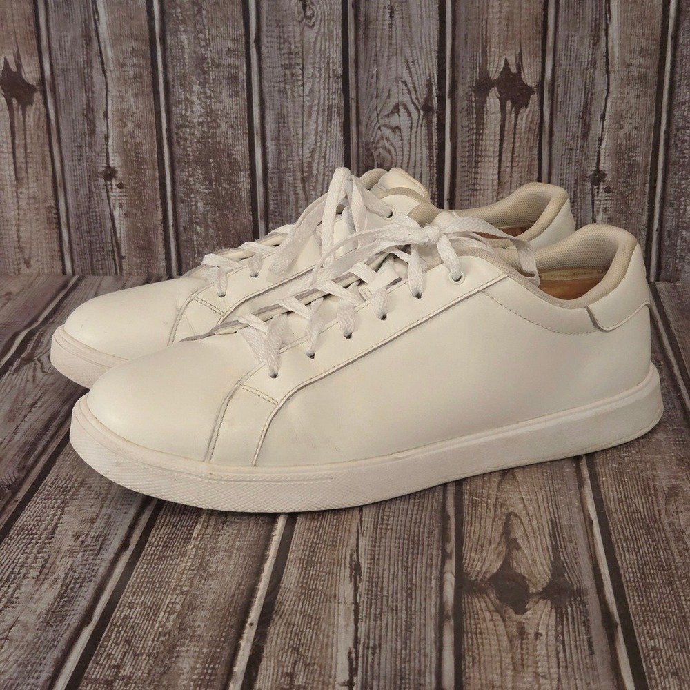Sz 12 Mens Peter Millar Drift Classic White Leather Lace Up Court Sneakers
